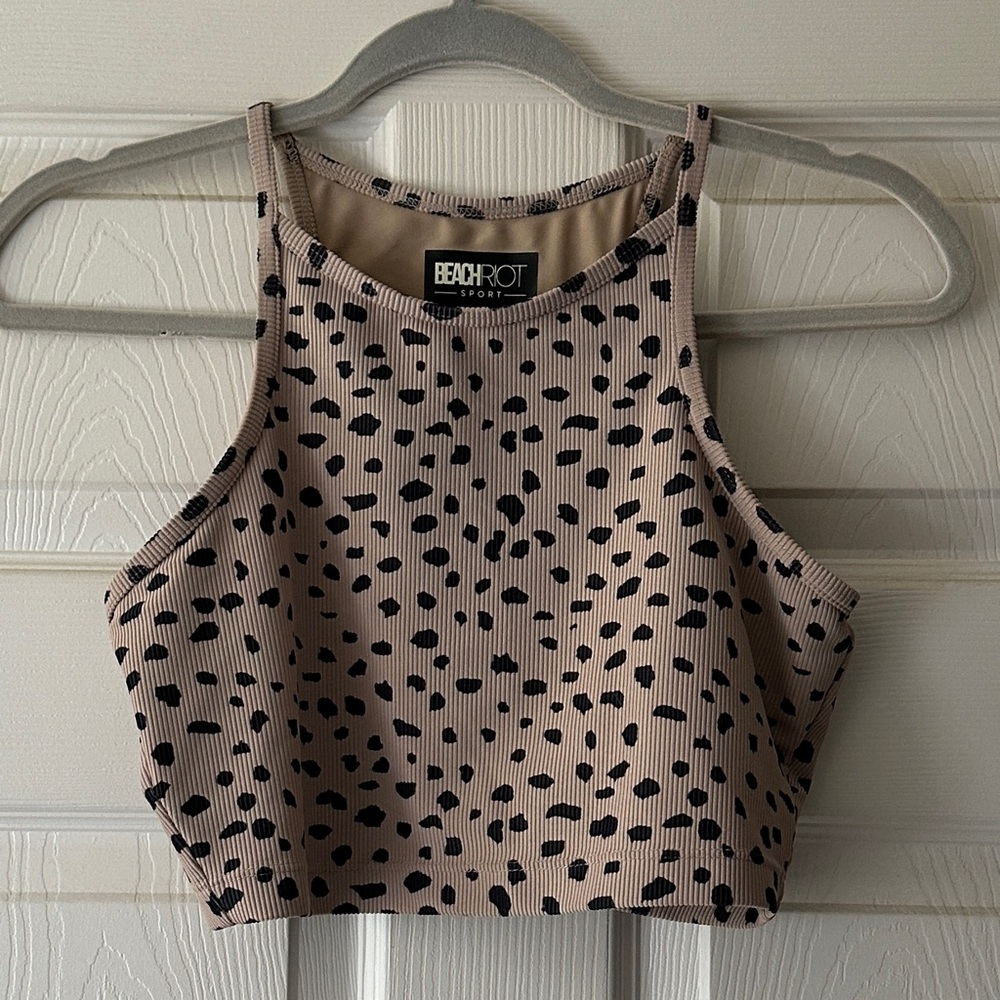 Beach Riot Leopard Crop Bra Top Med